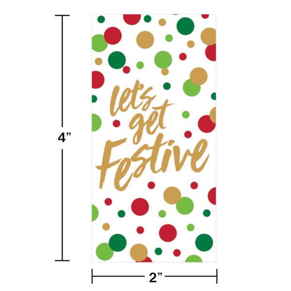 A tall card with the words " let 's get festive ".