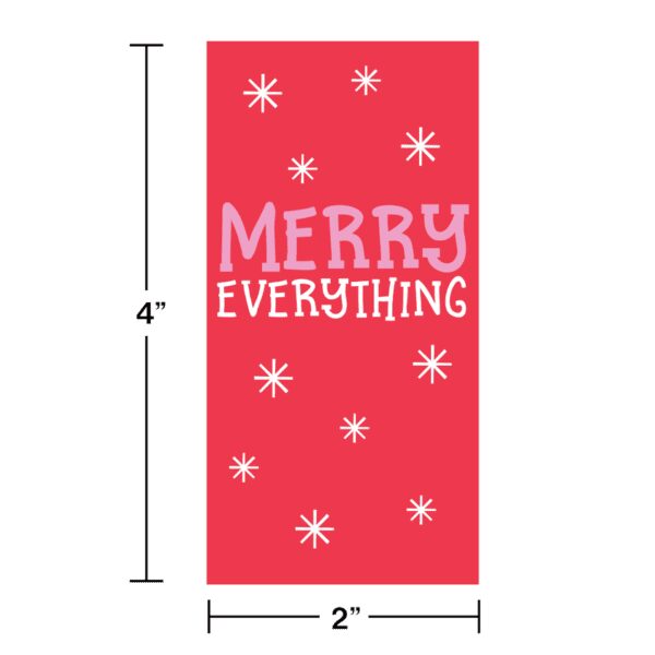 A red card with the words " merry everything ".